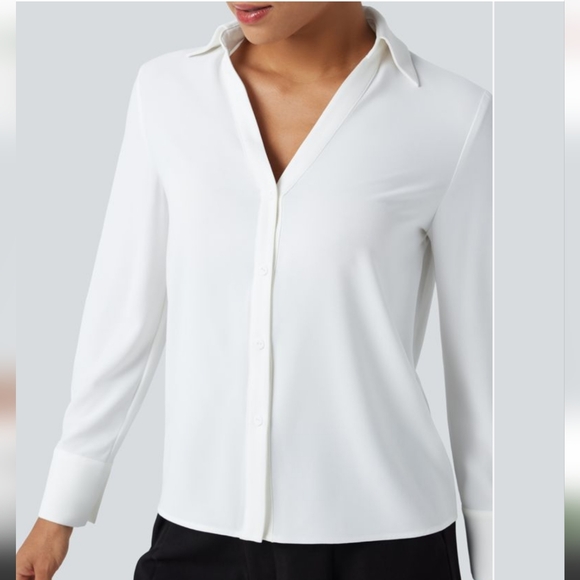 HALARA Tops - Nwot HALARA White V Neck Blouse